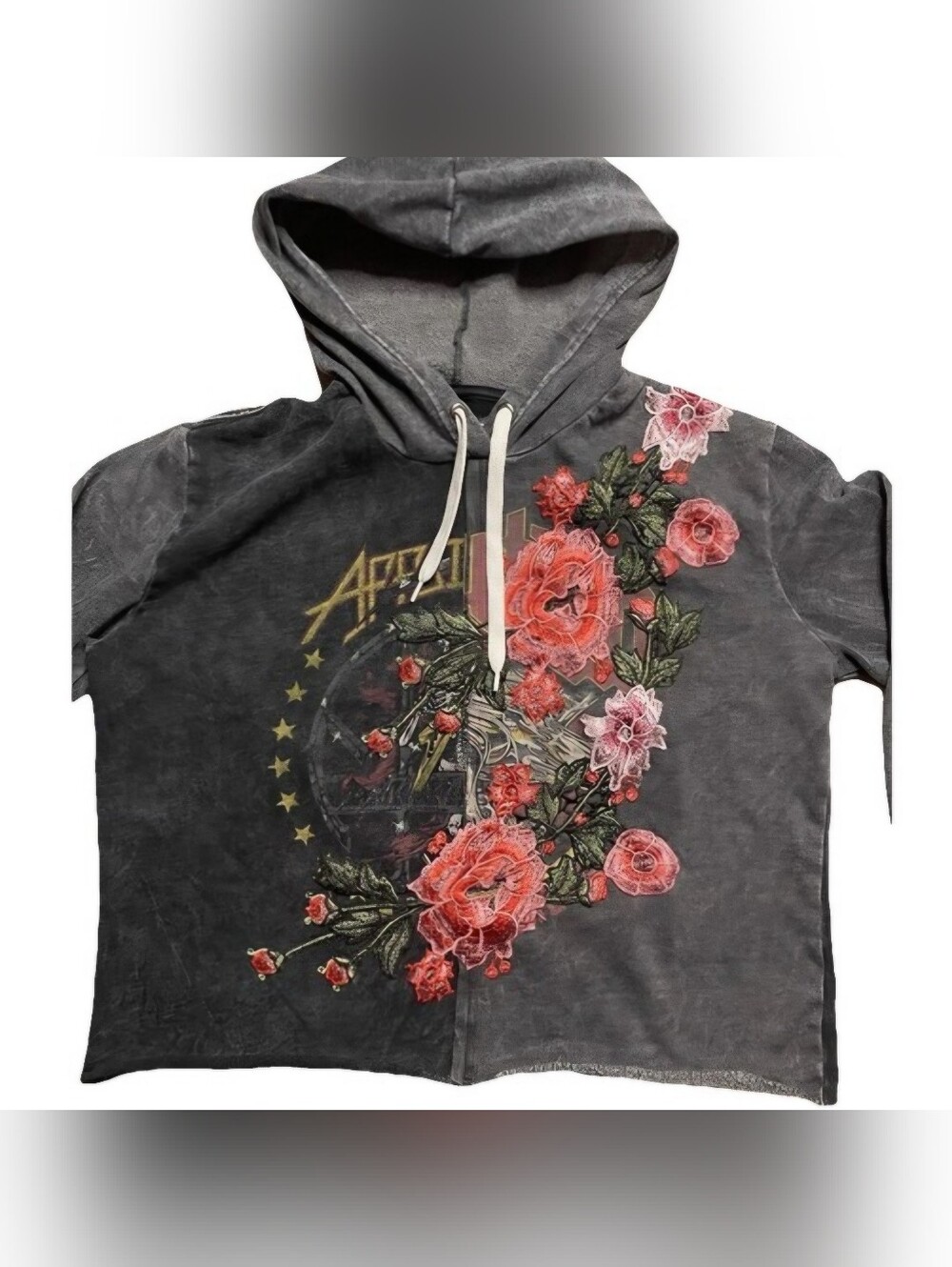 Affliction Live Fast Embroidered Rose Hoodie L - Picture 2 of 7